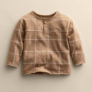 Little Co. by Lauren Conrad Brown Long Sleeve Henley Tee